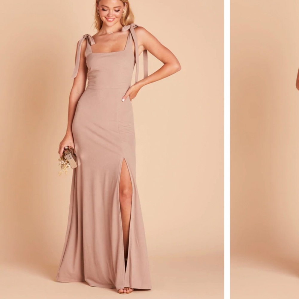 Beautiful bridesmaid/ prom dress in the color “Taupe”. The brand is Birdy Grey!